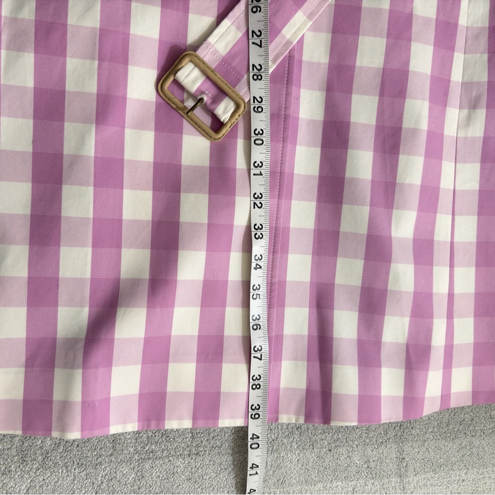 J. Crew Pink Gingham Trench Coat -Size 12-Belted NWT - Picture 13 of 16